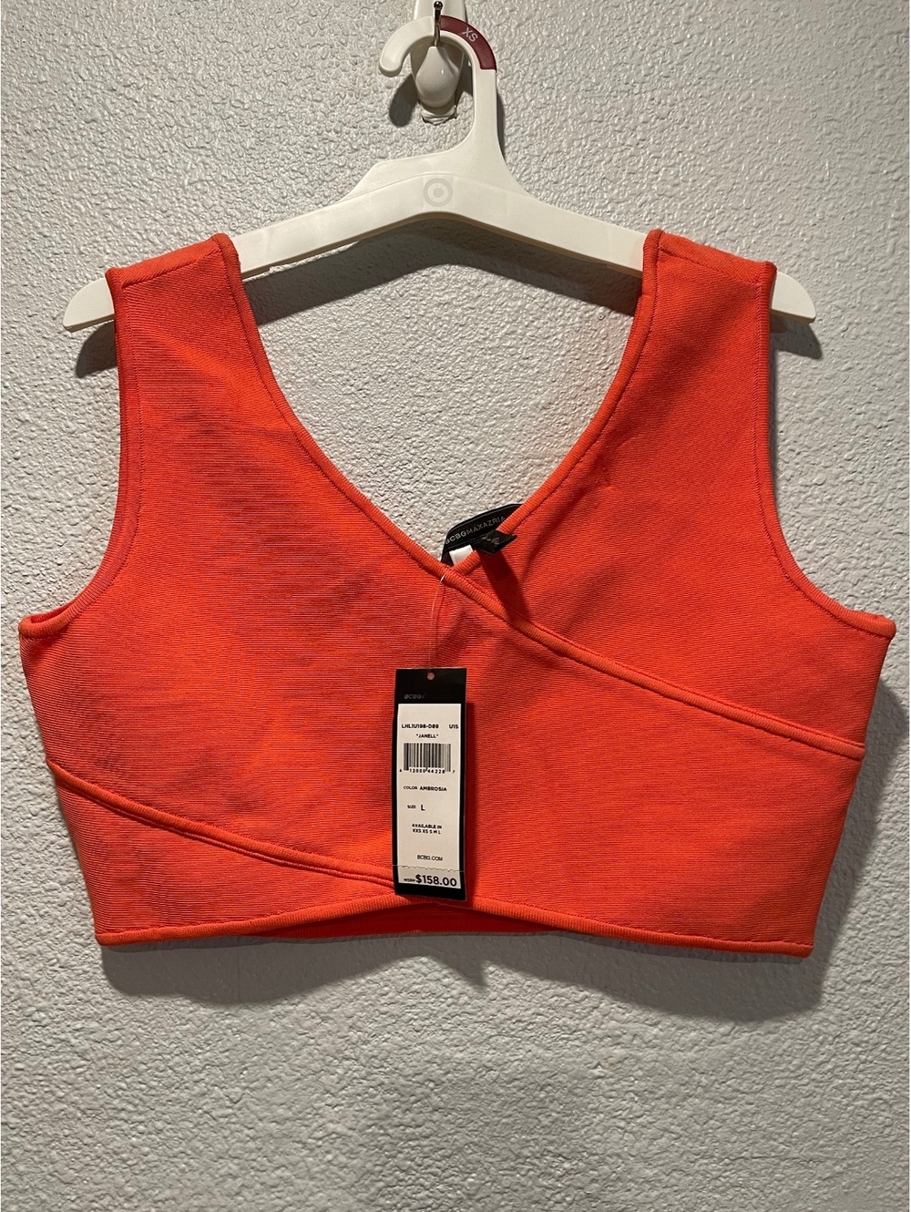 BCBG Janell Crop Top in Ambrosia Orange, Size L